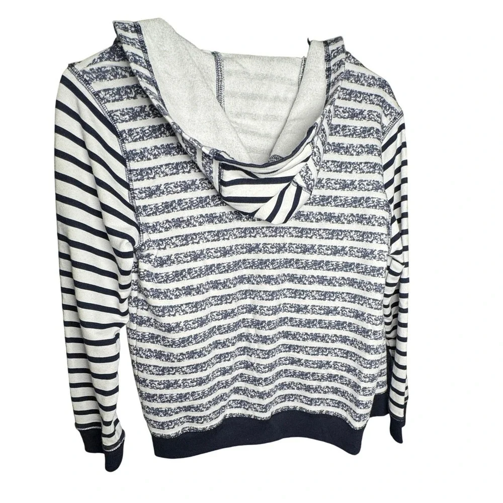Joe Fresh Kids Full Zip Hoodie Size L Blue White Striped Sweatshirt Cotton Blend - Picture 4 of 6